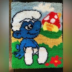 Vintage Smurfs 1980s Rug Wall Hanging